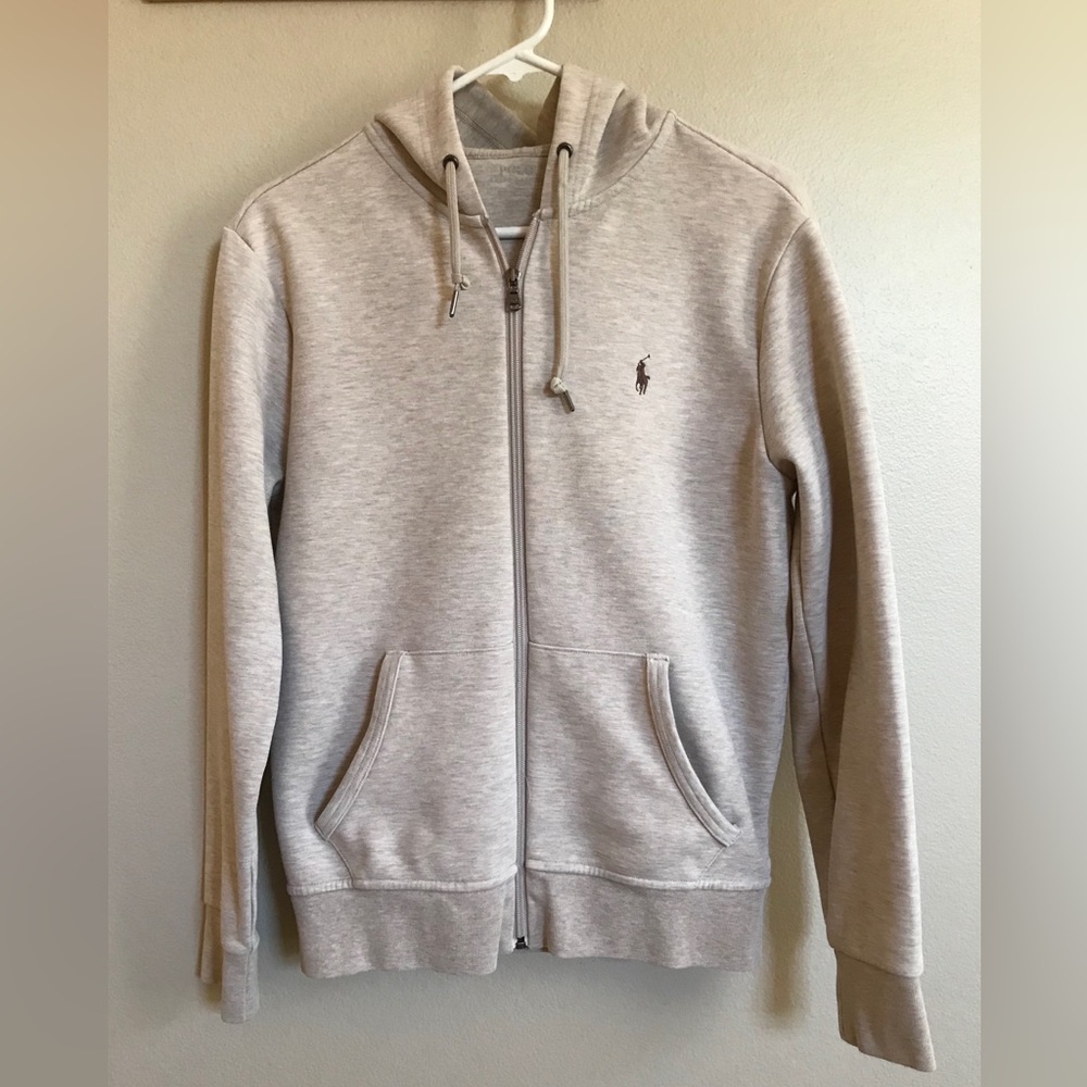 POLO Ralph Lauren Double Knit Full Zip Hoodie Oatmeal Size Small